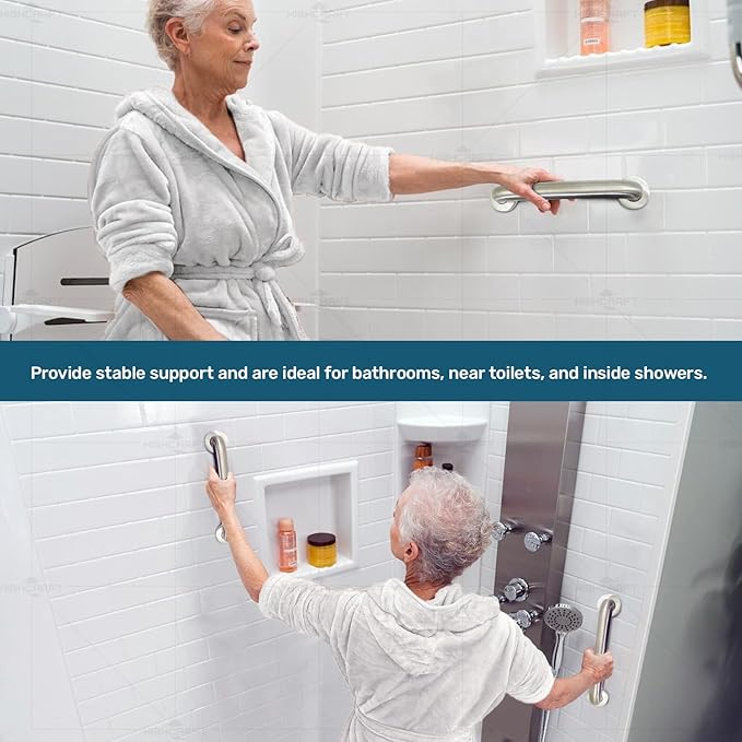 HIGHCRAFT Grab Bar for Bathtubs and Showers, Shower Grab Bars for Seniors and Elderly, Safety Bar for Bathroom 24" x 1.5" ADA Compliant Grab Bar, Heavy Duty Stainless Steel Shower Handle Wall Mount