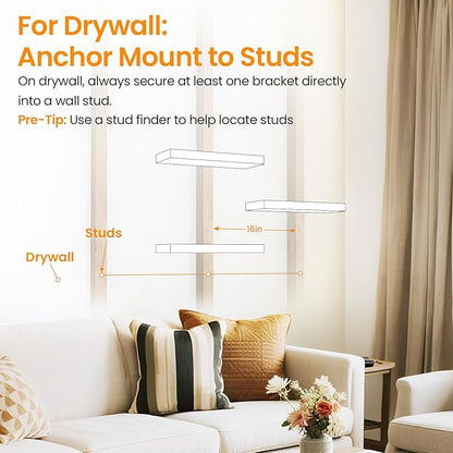 BAYKA Grey Floating Shelves for Wall, Wall Mounted Rustic Wood Shelves for Bathroom, Bedroom, Living Room, Kitchen,Small Hanging Shelf for Books/Storage/Room Decor (Set of 3, 15.7in)