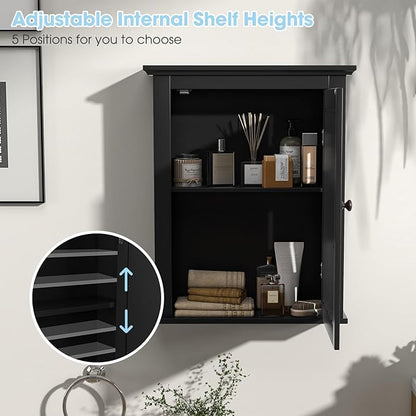 Safeplus Black Medicine Cabinet Wall Mounted with Mirror Adjustable Storage for Bathroom, Living Room, Bedroom, Entryway and Kitchen
