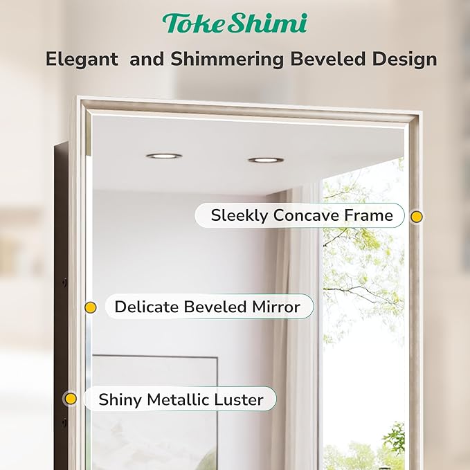 TokeShimi 26x30 Recessed or Surface Mounted Medicine Cabinet Mirror, Aluminum Framed Metal Mirror with Storage Adjustable, Brushed Nickel Bathroom Medicine Cabinet Mirrored Beveled Modern