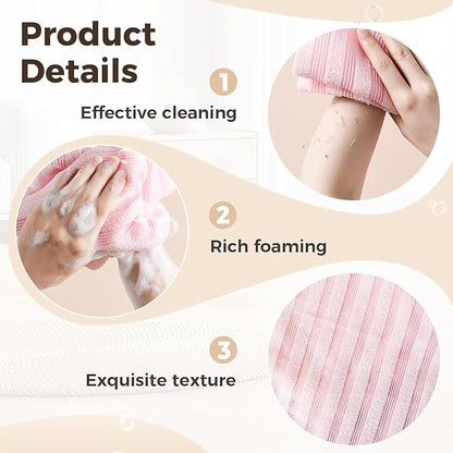 3PCS Exfoliating Shower Towel,2026 New Premium Scrub Wash Back Bath Cloth for Body Face,Exfoliating Washcloth Back Body Scrubber for Home（#Grid）