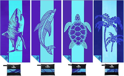 4 Pack Microfiber Lightweight Thin Beach Towel Sand Free Quick Dry Super Absorbent Large Towels for Swimming Pool Yoga Gym Travel Vacation Beach Accessories Essentials for Adults