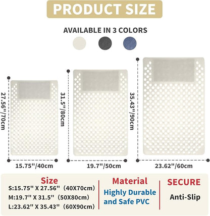 Bath Tub Shower Mat with Soft Shower Foot Scrubber Mat for Massage,Non Slip Bathtub Mat with Strong Suction Cups, Silicone Shower Foot Scrubber Mat (White, 31.5" X 19.7"(Rectangular)