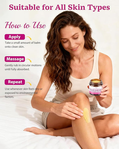 Helichrysum Multipurpose Balm - Natural Soothing Hydrating Salve with Helichrysum Oil for Thin, Fragile, B-ruised & Aging Skin | Moisturizes & Revitalizes Body & Face - 120G/4OZ
