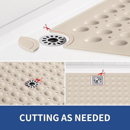 OTHWAY Non Slip Bathtub Mat, 31"x 19" TPE Bath Mat for Tub with Drain Holes and Suction Cups, Anti-Slip Mats for Kids Baby Elderly Bathroom (Apricot)