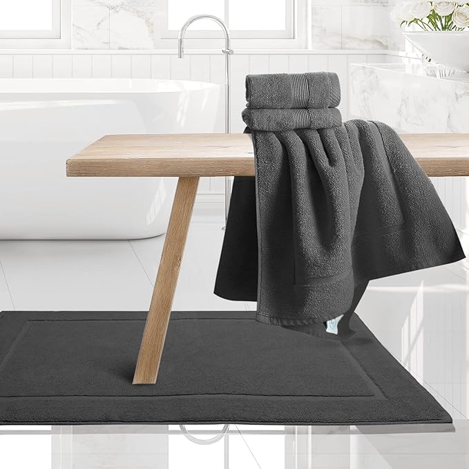 Hearth & Harbor Bath Towels - 100% Ring Spun Cotton Luxury Towels - Ultra Soft & Highly Absorbent, Bathroom Towels, Floor Mat - Dark Gray