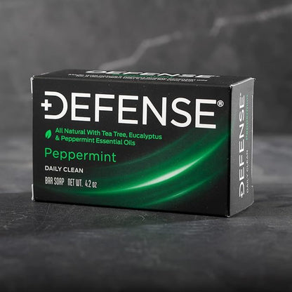 Defense Soap All Natural Peppermint Bar Soap for Men | Made by Wrestlers with Tea Tree Oil & Eucalyptus Oil to Promote Healthy Skin