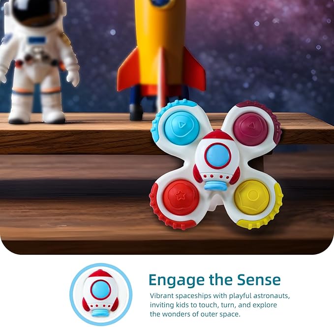 LiKee Strong Suction Cup Fidget Rotating Sensory Bath Toys for Baby Christmas Stocking Stuffers, Airplane Car Travel Table & Window Toys for Toddler Boys and Girls, 12+ Months
