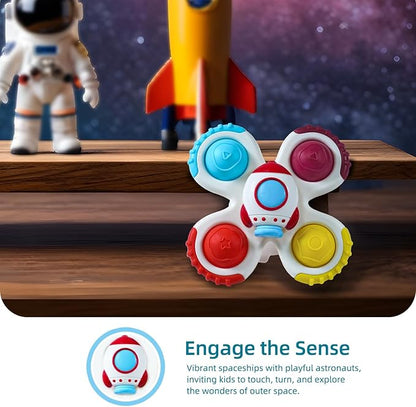 LiKee Strong Suction Cup Fidget Rotating Sensory Bath Toys for Baby Christmas Stocking Stuffers, Airplane Car Travel Table & Window Toys for Toddler Boys and Girls, 12+ Months