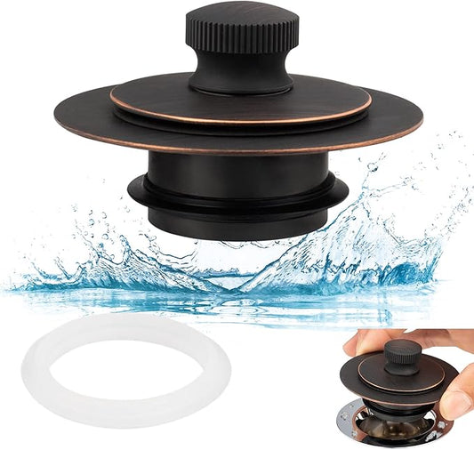 Artiwell Universal Lift and Turn Bath Drain Stopper and Cover, Bathtub Drain Stopper, Replaces Lift and Turn, Tip-Toe and Trip Lever drains for Tub, EZ Installation and Clearing (Oil Rubbed Bronze)