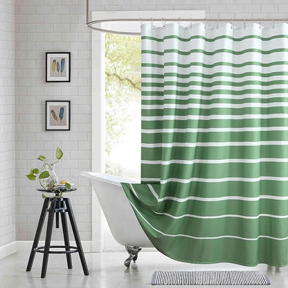 Green Shower Curtain 78 Inches Long, Sage Green and White Stripe Waterproof Polyester Shower Curtains for Bathroom, 72x78 Inches