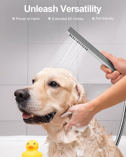 Thermostatic Shower System, Dual Rainfall Shower Heads for Ceilling & Wall Mounted with Handheld Sprayer, Brushed Nickel