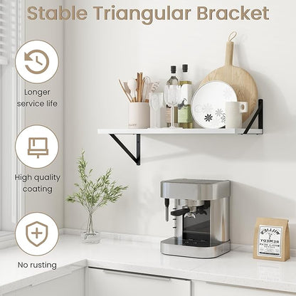 Dreamland Deep Floating Shelves for Wall, White Wood Wall Mounted Shelves, Large Floating Shelf 12 * 24 inchSet of 2 for Bookshelf Living Room Bedroom Home Office Bathroom