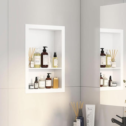 12x18 White Shower Niche for Shower Wall,Bathroom Medicine Cabinet Recessed,Surface Mount Medicine Cabinet,Small Bathroom Wall Cabinet,Recessed Wall Niche for Over Toilet Storage/Living Room