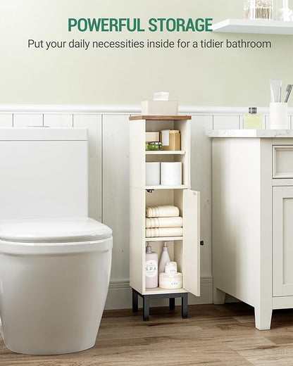 Bathroom Storage Cabinet, Corner Floor Cabinet with Shelves, Customized Door Opening Direction, Bathroom Organizer with Adjustable Shelf for Kitchen, Living, Toilet Paper Cabinets White Brown