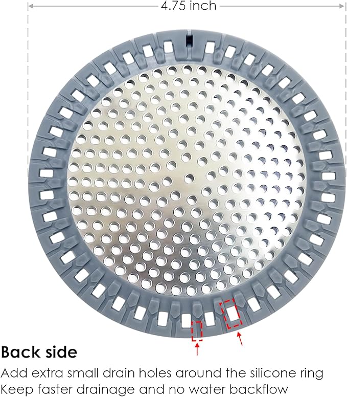 Drain Hair Catcher, Shower Hair Drain Catcher, Shower Drain Cover, Bathtub Drain Strainer, Tub Hair Catcher, Bathroom Sink Strainer Hair Trap Filter, Bathroom Drain Defender, Flat, Round