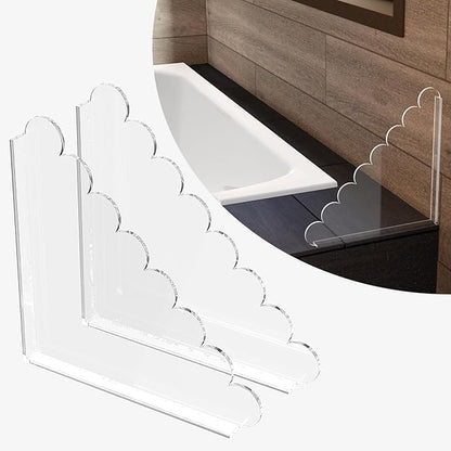LUGUNU 2 Pack Acrylic Shower Splash Guards 9.4x9.4 In,No Drill Self-Adhesive Bathroom Water Barrier,Leak Resistant Corner Guards for Walk in Shower/Tub,Keep Water In & Floor Dry,Tool-Free Installation