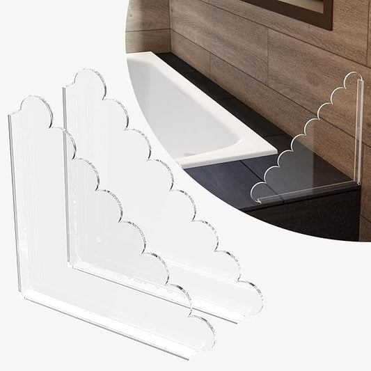LUGUNU 2 Pack Acrylic Shower Splash Guards 9.4x9.4 In,No Drill Self-Adhesive Bathroom Water Barrier,Leak Resistant Corner Guards for Walk in Shower/Tub,Keep Water In & Floor Dry,Tool-Free Installation