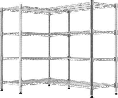 Himimi 4-Tier Adjustable Metal Shelving - 1600LBS Capacity, Heavy Duty Wire Organizer for Pantry, Kitchen, Garage, Laundry, 72" W x 18" D x 60" H, Silver