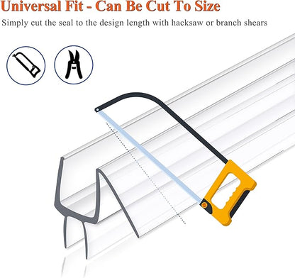 Frameless Shower Door Seal Strip 2 Pack x 39 Inch M Glass Shower Door Bottom Seal Side Seal Strip Door Sweep for 1/4" Glass Ultra-Clear Polycarbonate Stop Shower Leaks Create A Water Barrier