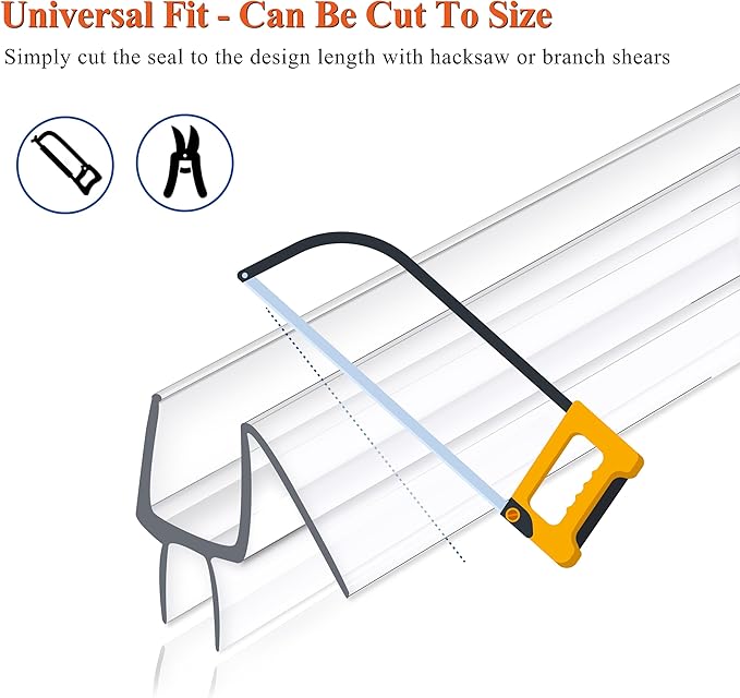 Frameless Shower Door Seal Strip 4 Pack x 39 Inch MD Glass Shower Door Bottom Seal Side Seal Strip Door Sweep for 3/8" Glass Ultra-Clear Polycarbonate Stop Shower Leaks Create A Water Barrier