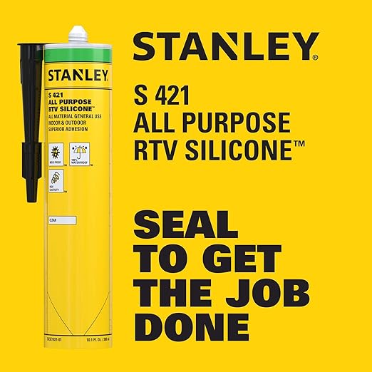 Stanley S421 All-Purpose RTV Silicone Sealant (12 x 10.1 fl.oz.) – 100% Waterproof Brown Caulk | Industrial-Grade Silicone for Kitchen, Bathroom, Shower, Window, Door, Indoor & Outdoor Use | 12 Pack