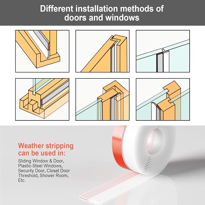 Door Draft Stopper, Silicone Weather Stripping Door Seal Strip, Self-Adhesive Draft Seal Tape for Door Gaps, Soundproof & Energy Saving Weather Seal