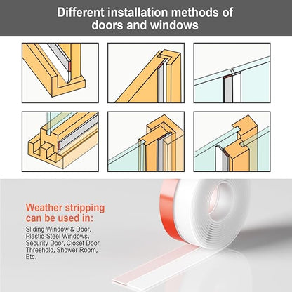 Door Draft Stopper, Silicone Weather Stripping Door Seal Strip, Self-Adhesive Draft Seal Tape for Door Gaps, Soundproof & Energy Saving Weather Seal