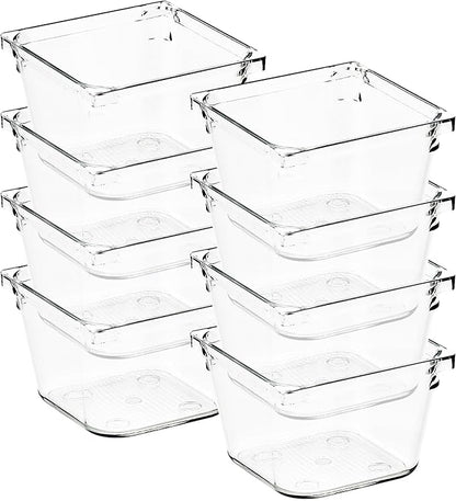 8 Pack Drawer Organizer - 3" X 3" Clear Acrylic Storage Bins with Non-Slip Pads, Versatile Desk Tray for Makeup, Jewelry, Kitchen, Bathroom, and Office Organization