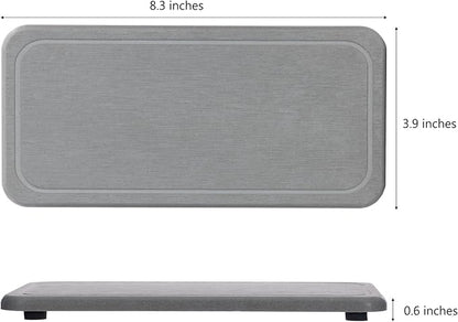 2 Pcs Water Absorbing Stone Trays, Kitchen/Bathroom Sink Soap Dish, Diatomite Tray Used for Hand Soap & Cosmetic Bottles in The Modern Home, 4" W x 8.3" L, Gray