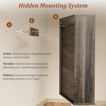 Rustic Bathroom Medicine Cabinet,Over The Toilet Wall Storage with Soft-Close Doors, Adjustable Shelves & Antique Knob,Wood Farmhouse Storage for Bathroom, Kitchen, Living Room