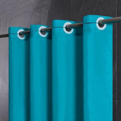 Furlinic Teal Extra Long Shower Curtain No Hooks Needed 96 Length,Waterproof Fabric Shower Curtain Liner,Bathroom Curtains for Hotel with 10 Plastic Split Grommets, Machine Washable,78x96 Inch.