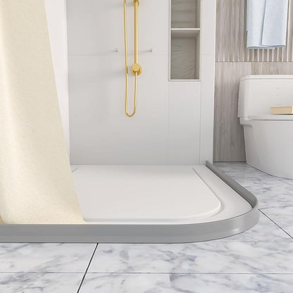 Raycity 3" High Shower Threshold Water Dam 98 IN Collapsible Shower Water Splash Guard for Curbless Shower Threshold Barrier Water Stopper for Wet and Dry Separation Bathroom and Kitchen (Grey)