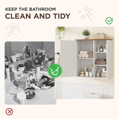 Bathroom Wall Cabinet, Farmhouse Medicine Cabinet with Barn Doors and Adjustable Shelves, 24'' Kitchen Wall Mounted Cabinet, Floating Over Toilet for Kitchen, Living Room