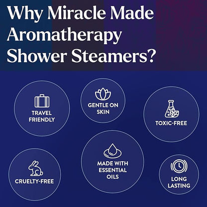Miracle Made Citrus Mint Aromatherapy Shower Steamers – Essential Oil Shower Bombs for Relaxation, Nasal Relief & Daily Self-Care – 15 Shower Melt Tablets