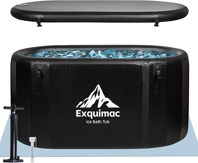 Ice Bath Tub, 216 Gallon Inflatable Cold Plunge Tub with Thermometer and Water-Absorbent Mat, Portable Bath Tub for Outdoor & Indoor Recovery, 59"x32"x29"
