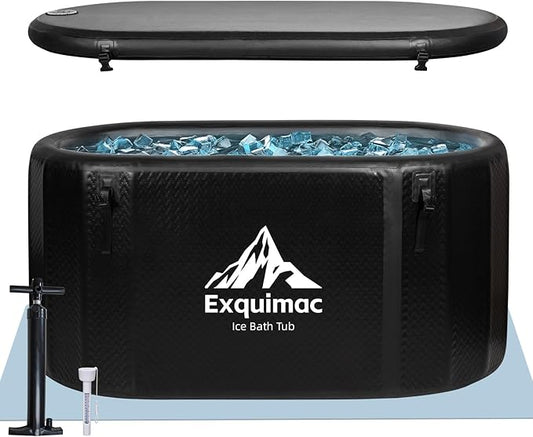 Ice Bath Tub, 216 Gallon Inflatable Cold Plunge Tub with Thermometer and Water-Absorbent Mat, Portable Bath Tub for Outdoor & Indoor Recovery, 59"x32"x29"