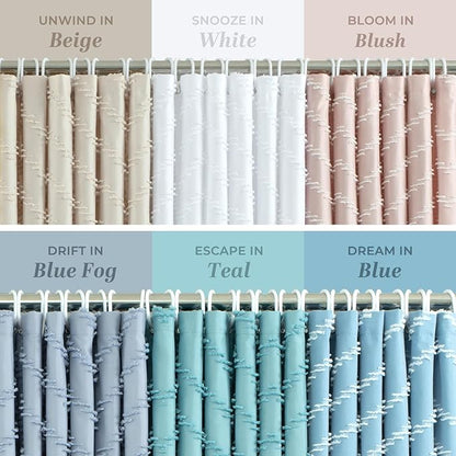 84inches Extra Long Teal Shower Curtain Boho Farmhouse Shower Curtain 72 x 84 Tufted Chevron Textured Minimalist Shower Curtains for Bathroom