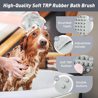 Pet Shower & Bath Supplies，Dog Shampoo Brush Set with Towel, Washing Gloves,Comb for Dogs and Cats (large Grey)