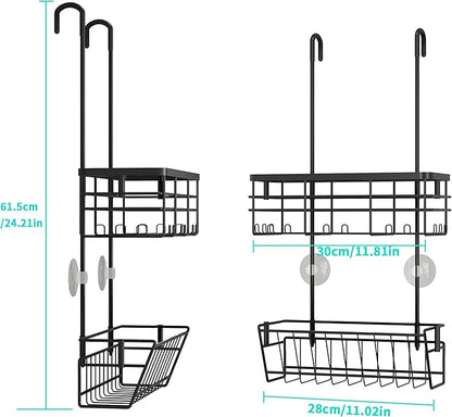 HapiRm Hanging Shower Caddy Organizer - No Drilling Shower Organizer with Inclined Shelf, Rustproof & Waterproof 304 Stainless Steel Bathroom Caddy - Black