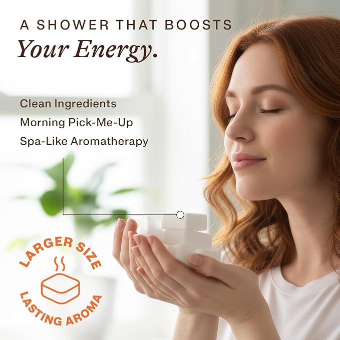 Shower Steamers Aromatherapy - USA Made with Natural Ingredients & Citrus Essential Oil, Christmas Stocking Stuffers for Men & Women, Long Lasting Shower Bombs for Energy Boost, White Elephant Ideas