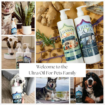 Ultra Oil Skin and Coat Supplement for Dogs and Cats with Hemp Seed, Flaxseed, Grape Seed, and Fish Oils for Relief from Dry Itchy Skin, Dull Coat, Hot Spots, Dandruff, and Allergies, (16 oz)