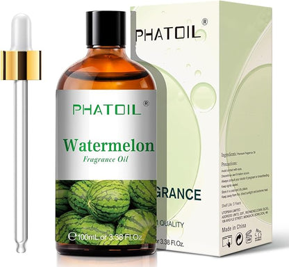 PHATOIL 3.38FL.OZ Watermelon Fragrance Oils for Aromatherapy, Essential Oils for Diffusers for Home, Perfect for Diffuser, Yoga, Skin Care, DIY Candle and Soap Making - 100ml