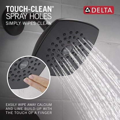 Delta Modern 14 Series Shower Faucet Set, Matte Black Shower Head and Handle Set, Valve Trim Kit, Matte Black T142339-BL-PP (Valve Not Included)