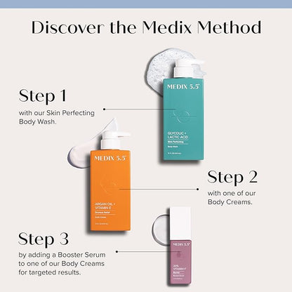 Medix 5.5 Argan Oil Cream + Vitamin E Anti Aging Skin Care Moisturizer Body Cream | Firming Body Lotion Reduces Look Of Wrinkles, Cellulite, Crepey Skin, & Uneven Skin Tone For Women & Men, 15 Fl Oz
