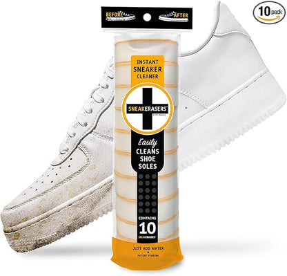 SneakERASERS Instant Sneaker Cleaner, Premium Shoe Cleaning Kit for Sneakers, Dual-Sided Sponges, Effective for Tennis Shoes & Women Men Sneakers, Gentle Rub Design (10 Pack)