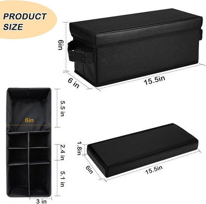 Lukeline Tampon Holder for Bathroom, Bathroom Storage Containers with Lid, Adjustable Divider Feminine Product Organizer, Tampon Organizer, Bathroom Accessories Decor Boxes (Black, 1-Pack)