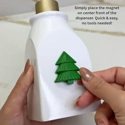 SKL Home Seasonal Soap/Lotion Dispenser Gift Set with 7 Interchangeable Magnetic Holiday Attachments, Refillable for Bathroom & Kitchen, Gold
