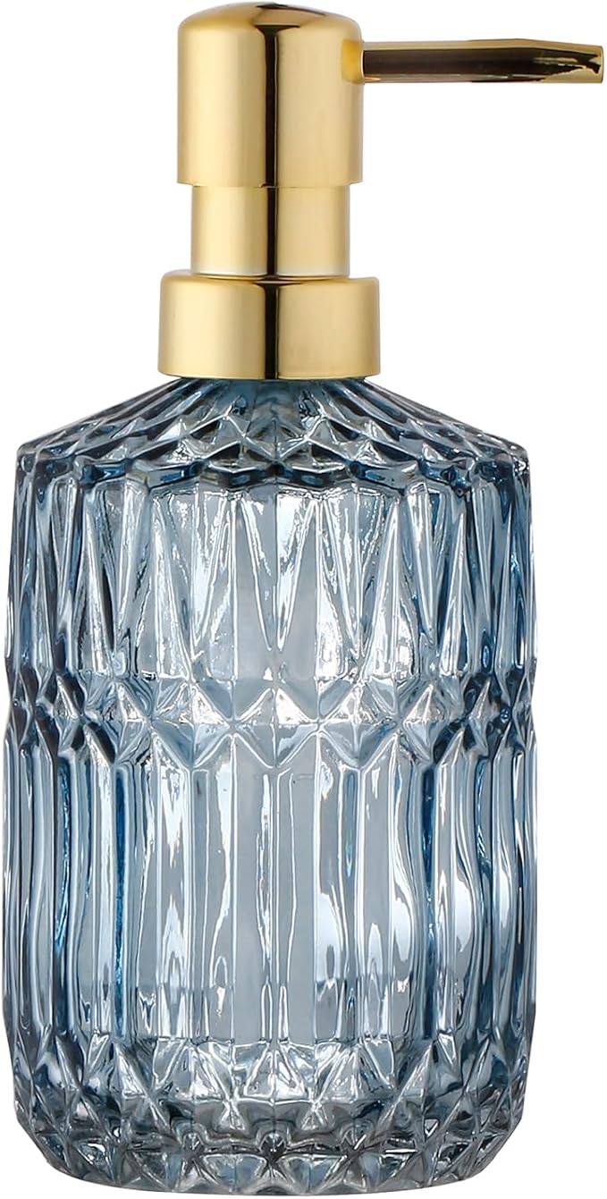 Soap Dispenser with Pump, Refillable Liquid Hand Soap Dish Soap Dispensers for Bathroom Counter, Kitchen Sink (Blue)
