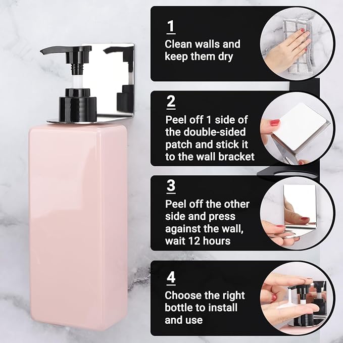Segbeauty Stainless Soap Bottle Dispenser, 3 Pack Dia 1.1in 2.8cm Drill-Free Wall Mounted Rack, Adhesive Wall Mount Bottle Holder for Shower Gel Bathroom Toilet Kitchen, Sliver